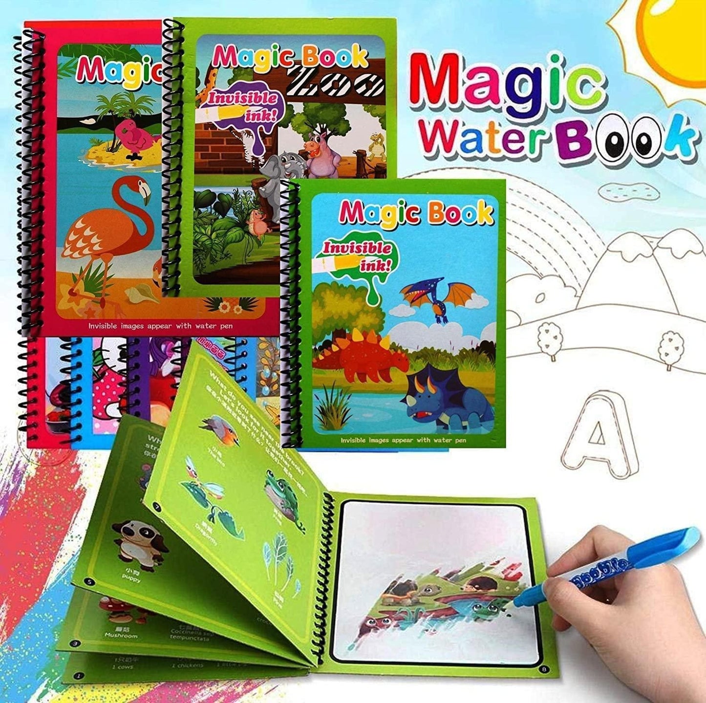Magic Water Book For Kids – Pack of 4 🎨👶
